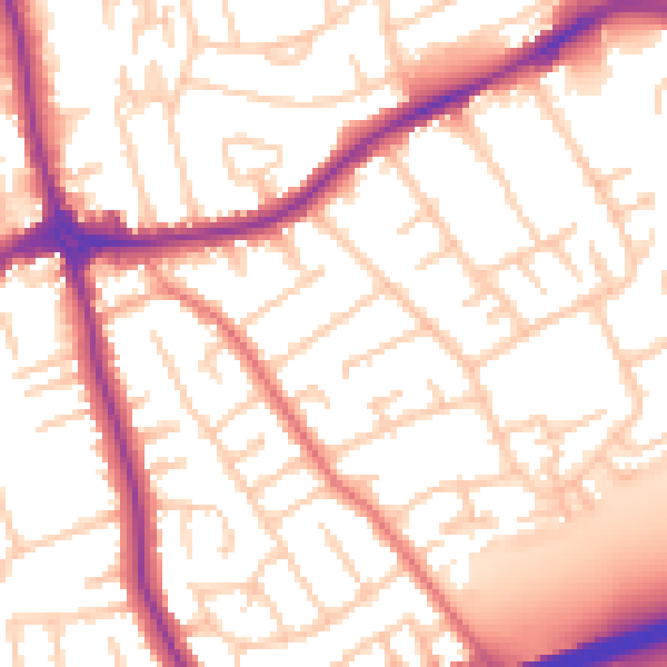 Daytime road noise heatmap for CH46 9QS