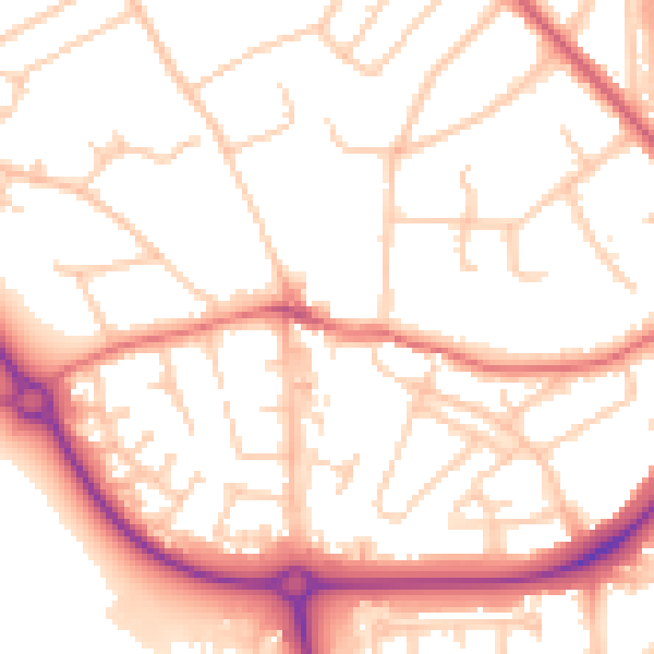 Daytime road noise heatmap for CH49 0TH