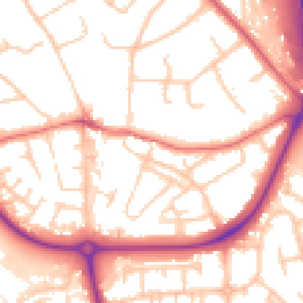 Daytime road noise heatmap for CH49 0TR