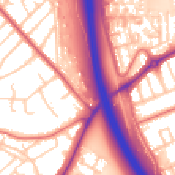 Daytime road noise heatmap for CH49 0TT