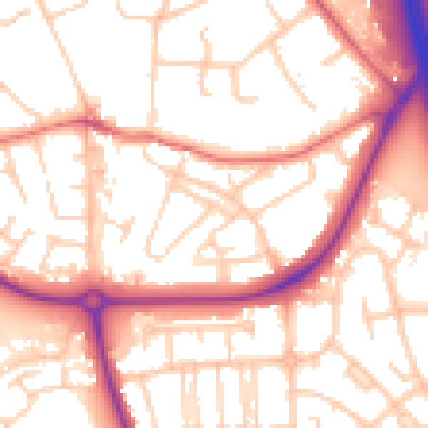 Daytime road noise heatmap for CH49 0UZ
