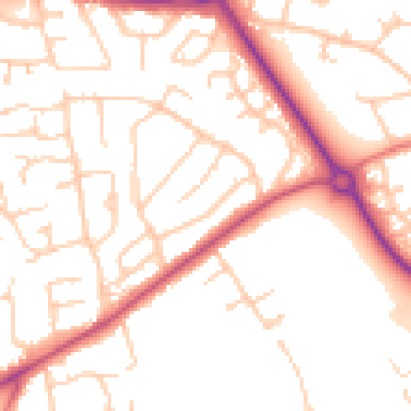 Daytime road noise heatmap for CH49 2NS