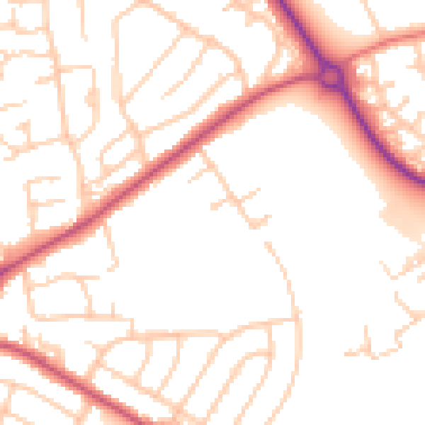 Daytime road noise heatmap for CH49 2QA