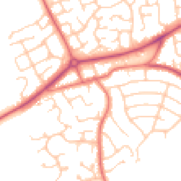 Daytime road noise heatmap for CH49 3AN