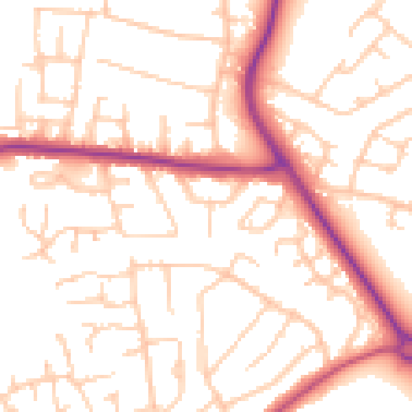 Daytime road noise heatmap for CH49 4LE