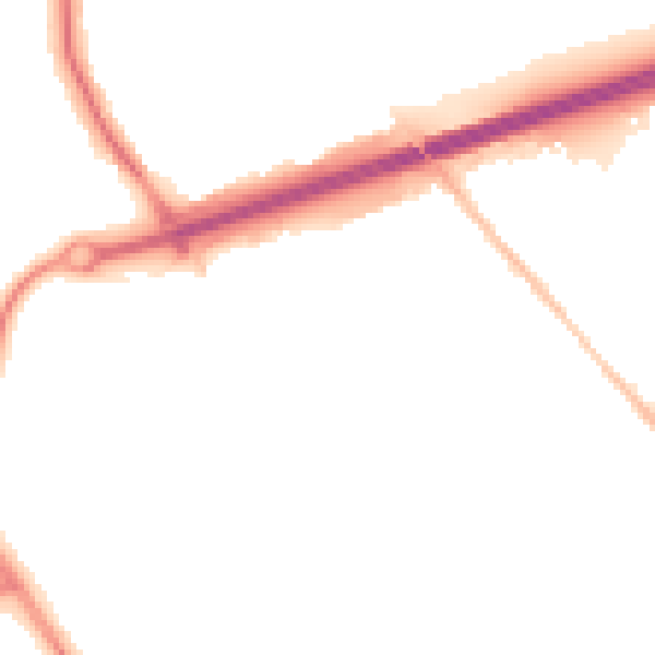 Night-time road noise heatmap for CH49 4PB