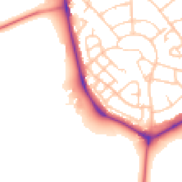 Daytime road noise heatmap for CH49 5NE
