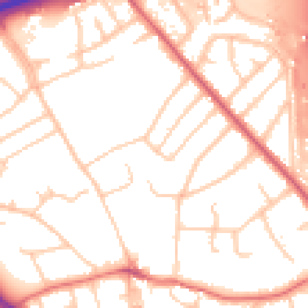Daytime road noise heatmap for CH49 6LD