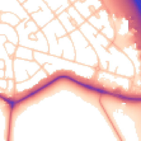 Daytime road noise heatmap for CH49 7LL