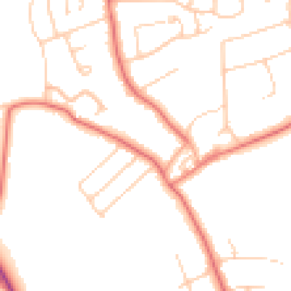 Daytime road noise heatmap for CH61 0HE