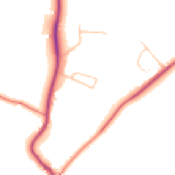 Daytime road noise heatmap for CH61 1AL