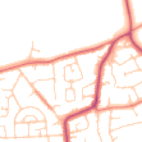 Daytime road noise heatmap for CH61 3XD
