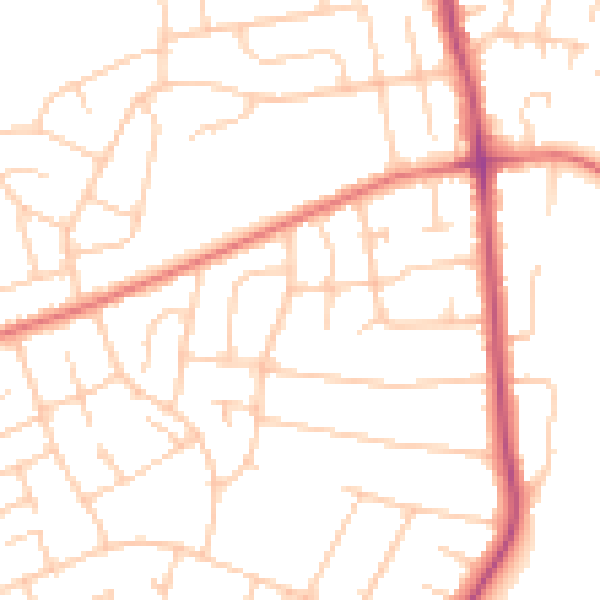 Daytime road noise heatmap for CH61 5XN