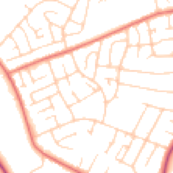 Daytime road noise heatmap for CH61 5YW