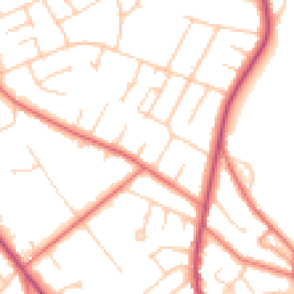 Daytime road noise heatmap for CH61 6XH