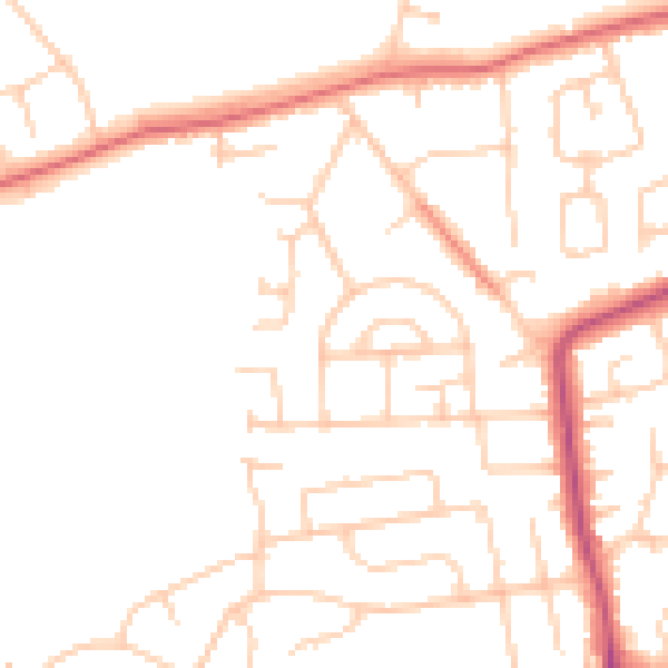 Daytime road noise heatmap for CH61 9QF