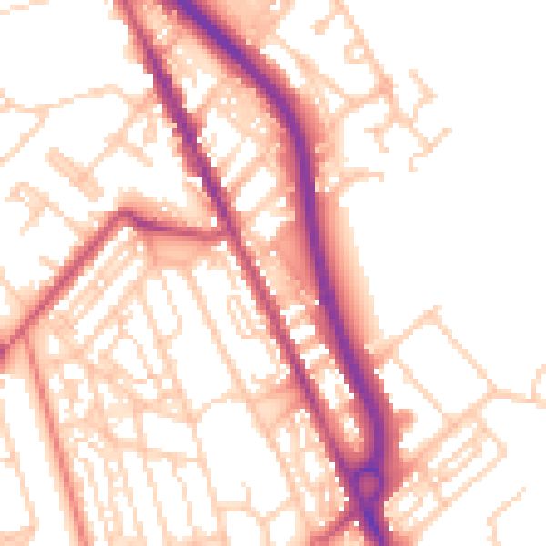 Daytime road noise heatmap for CH62 1AF