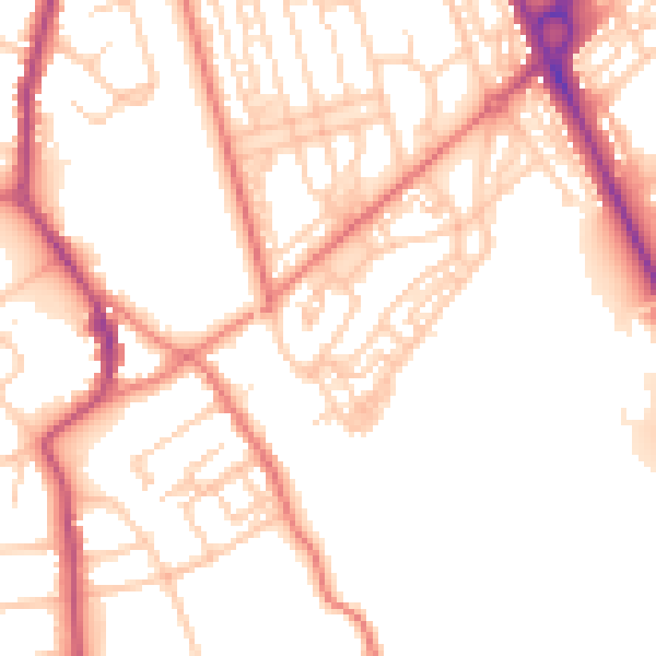 Daytime road noise heatmap for CH62 4US