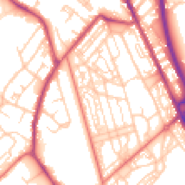 Daytime road noise heatmap for CH62 5EB