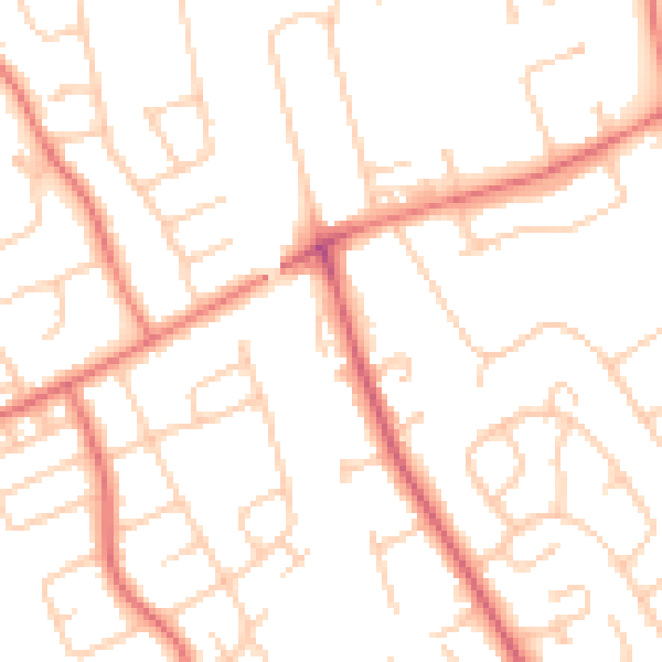 Daytime road noise heatmap for CH62 6ET