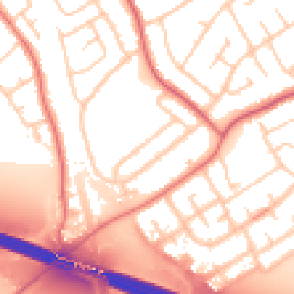 Daytime road noise heatmap for CH62 8EB