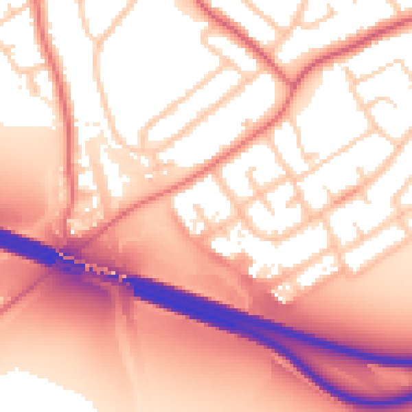 Daytime road noise heatmap for CH62 9BJ
