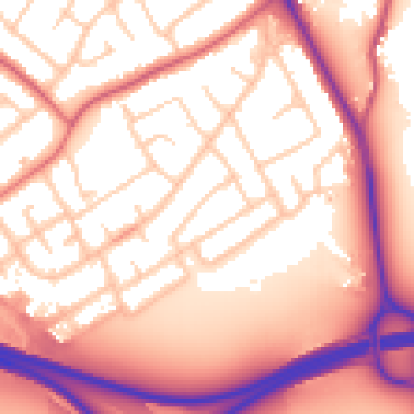 Daytime road noise heatmap for CH62 9BZ