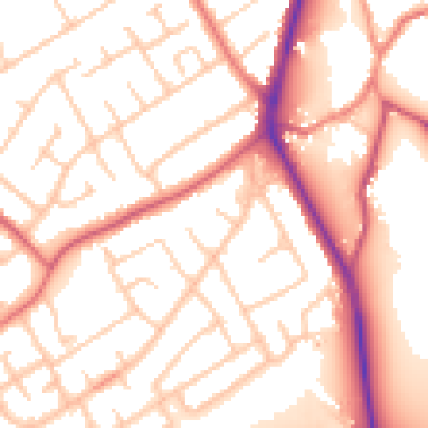 Daytime road noise heatmap for CH62 9DS