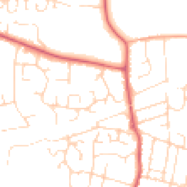 Daytime road noise heatmap for CM0 8DJ