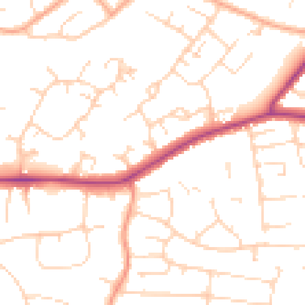 Daytime road noise heatmap for CM13 1BN
