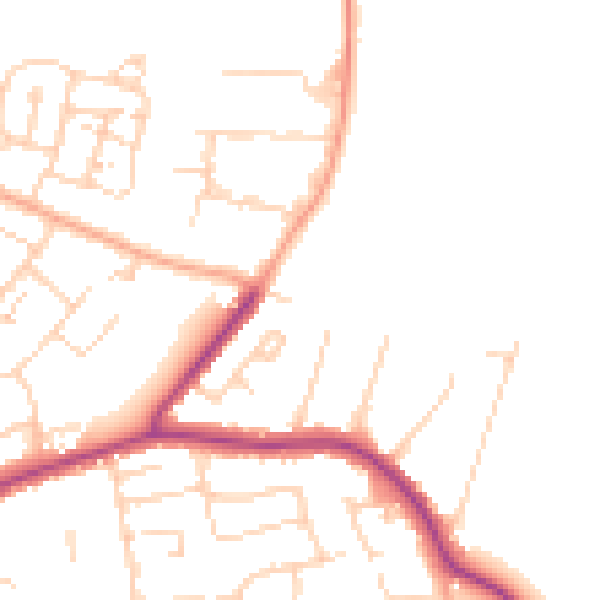 Daytime road noise heatmap for CM13 1DN