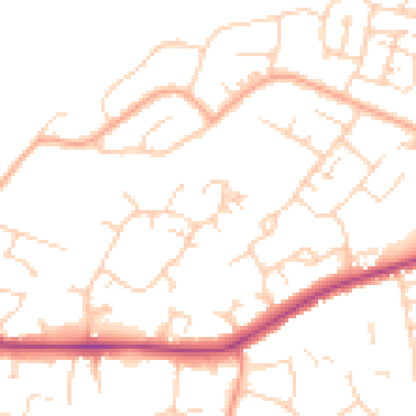 Daytime road noise heatmap for CM13 1YX