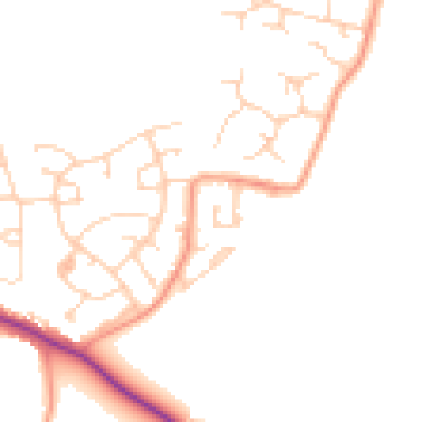 Daytime road noise heatmap for CM13 2LD
