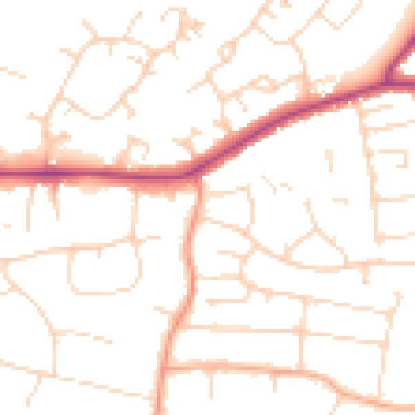 Daytime road noise heatmap for CM13 2RH