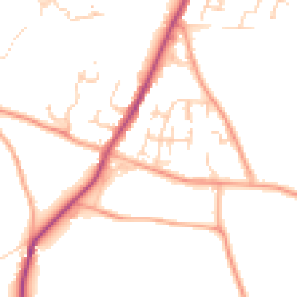 Daytime road noise heatmap for CM13 3DQ