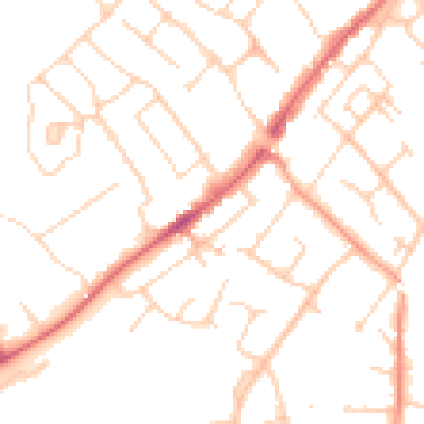 Daytime road noise heatmap for CM16 4AE