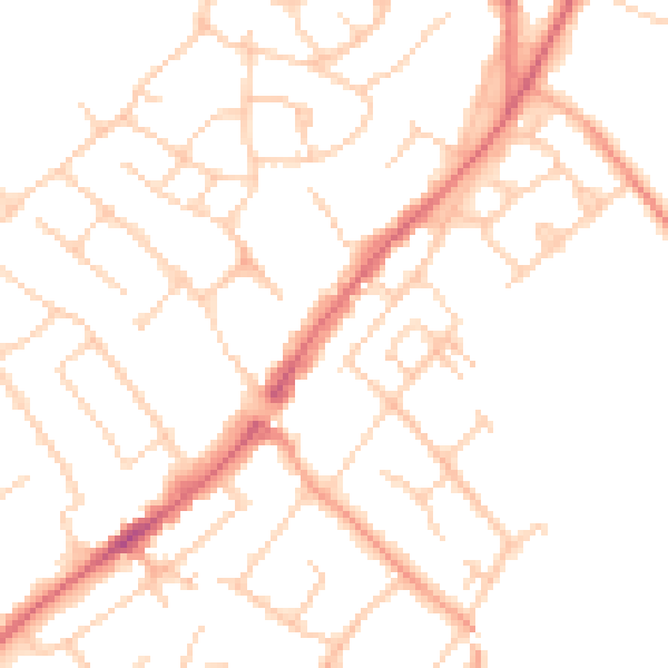 Daytime road noise heatmap for CM16 4AQ