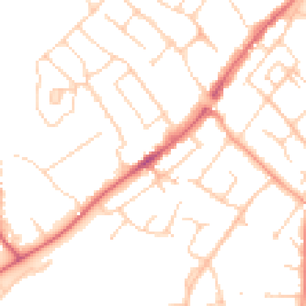 Daytime road noise heatmap for CM16 4BA