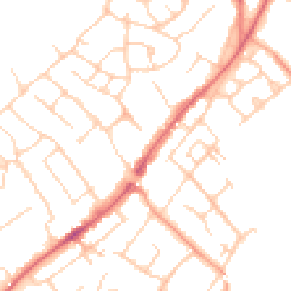 Daytime road noise heatmap for CM16 4BL