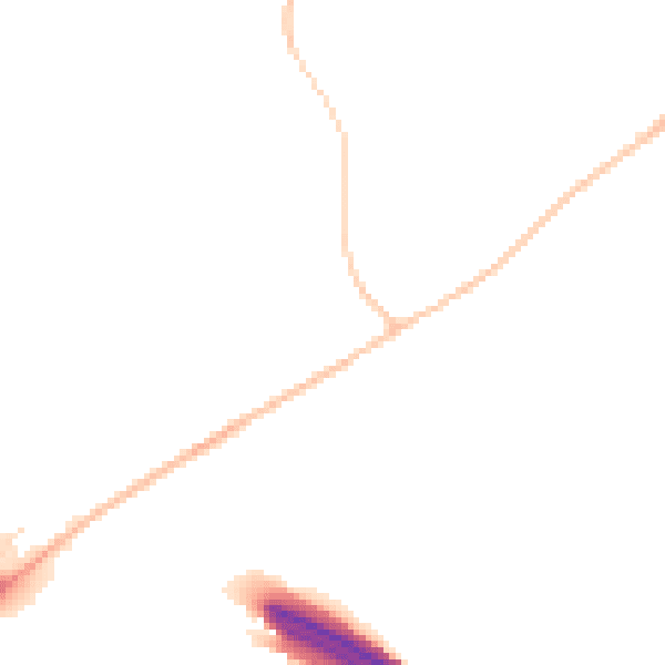 Night-time road noise heatmap for CM16 4DE
