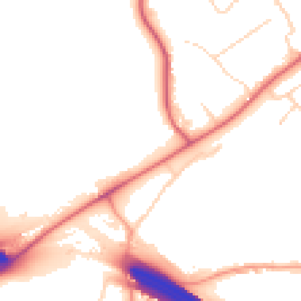 Daytime road noise heatmap for CM16 4DF
