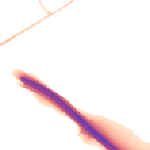 Night-time road noise heatmap for CM16 4EL