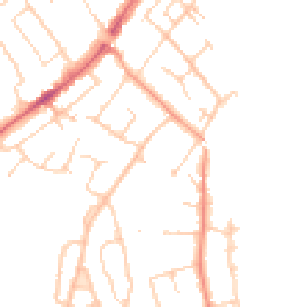 Daytime road noise heatmap for CM16 4FE
