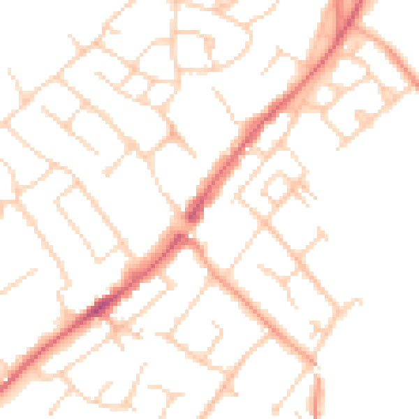 Daytime road noise heatmap for CM16 4FN