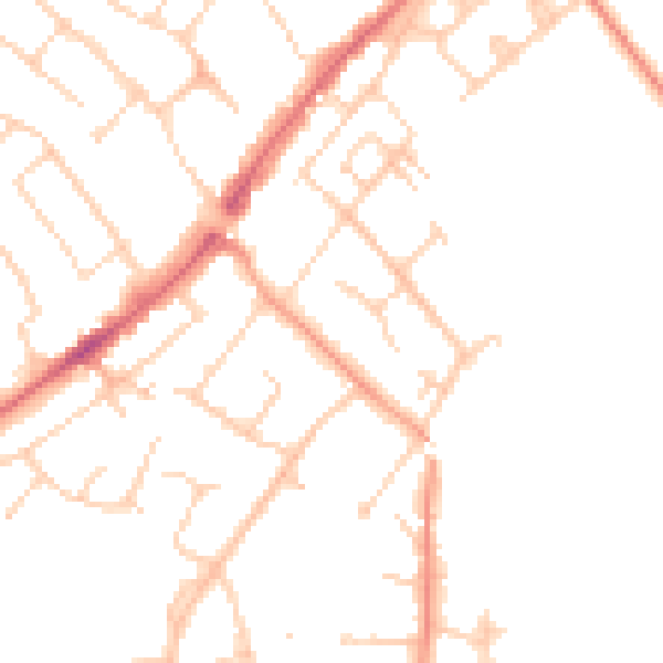 Daytime road noise heatmap for CM16 4HG