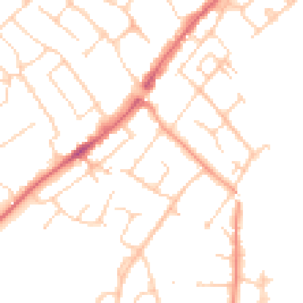 Daytime road noise heatmap for CM16 4HX