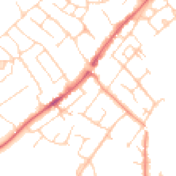 Daytime road noise heatmap for CM16 4LS
