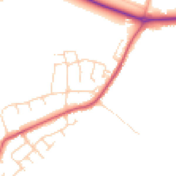 Daytime road noise heatmap for CM16 6EN