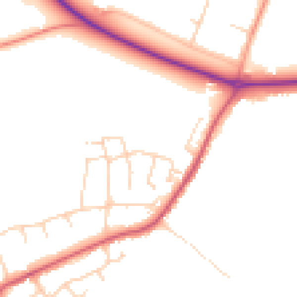 Daytime road noise heatmap for CM16 6JN