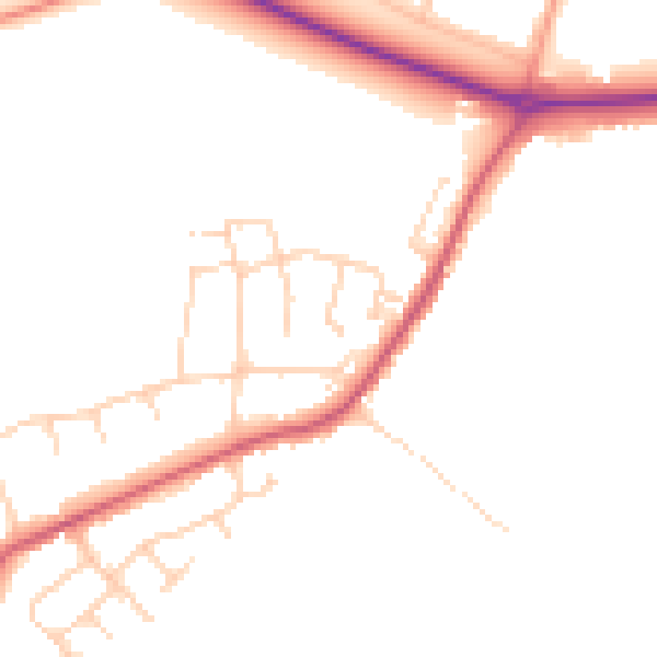Daytime road noise heatmap for CM16 6JS